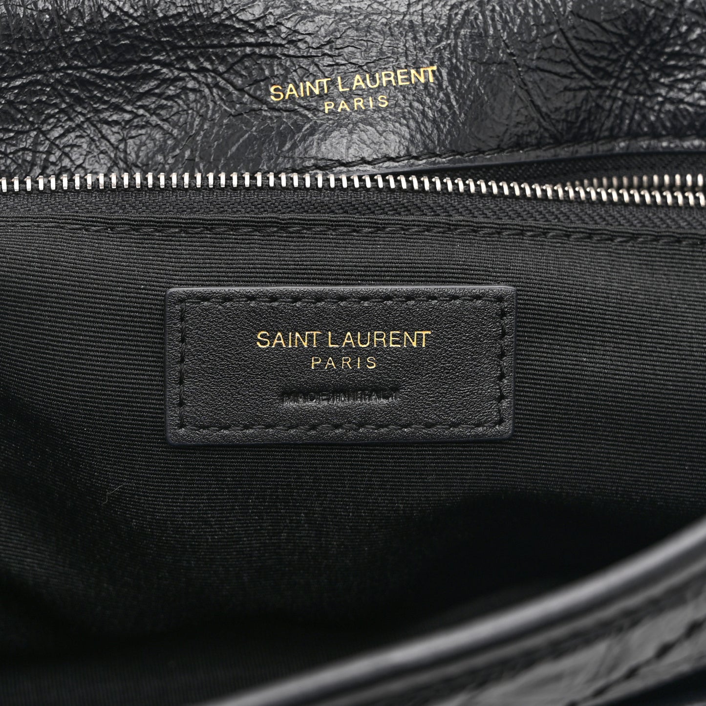 Crinkled Calfskin Matelasse Monogram Medium Niki Chain Satchel Black