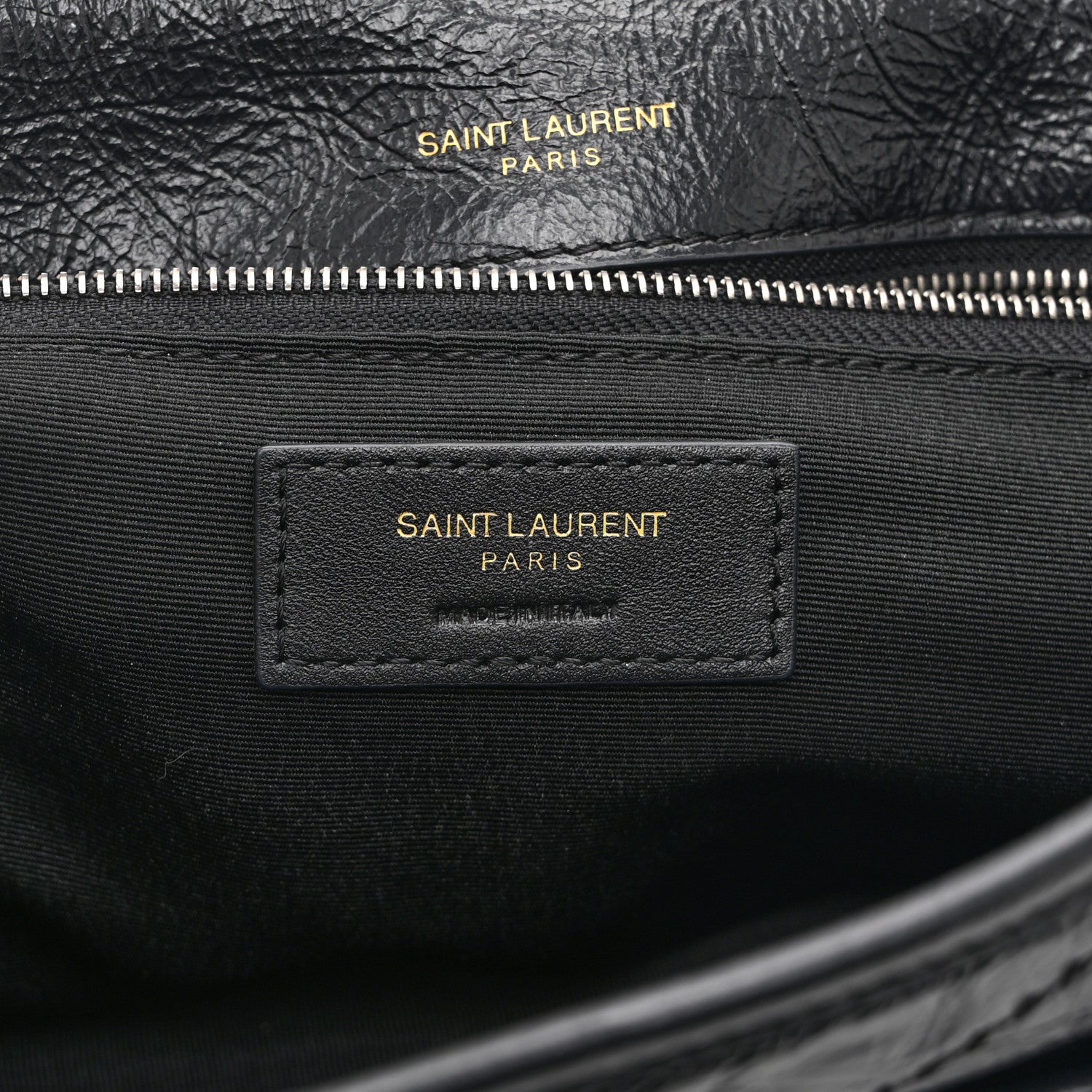 Saint Laurent Crinkled Calfskin Matelasse Monogram Medium Niki Chain Satchel Black 6 of 10