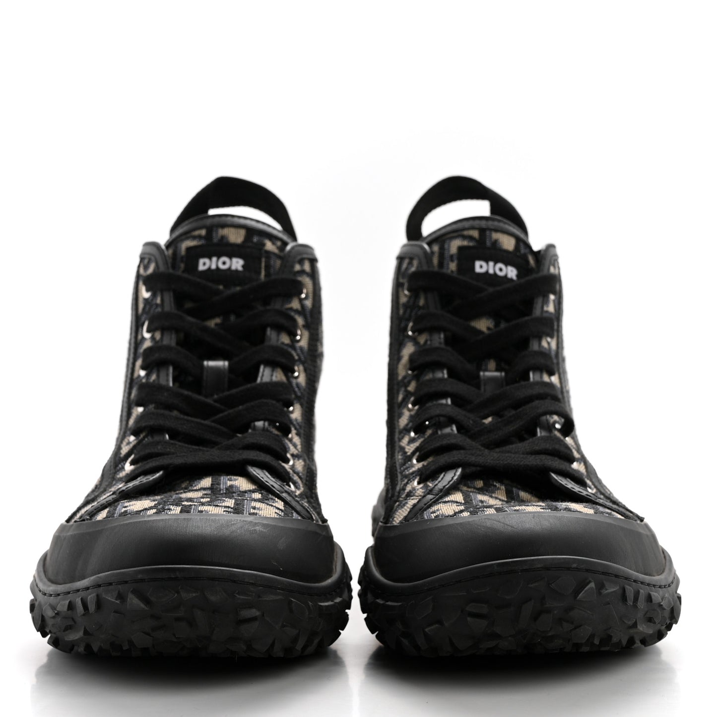 Jacquard Rubber Oblique Mens B28 High Top Sneakers 42 Black Blue