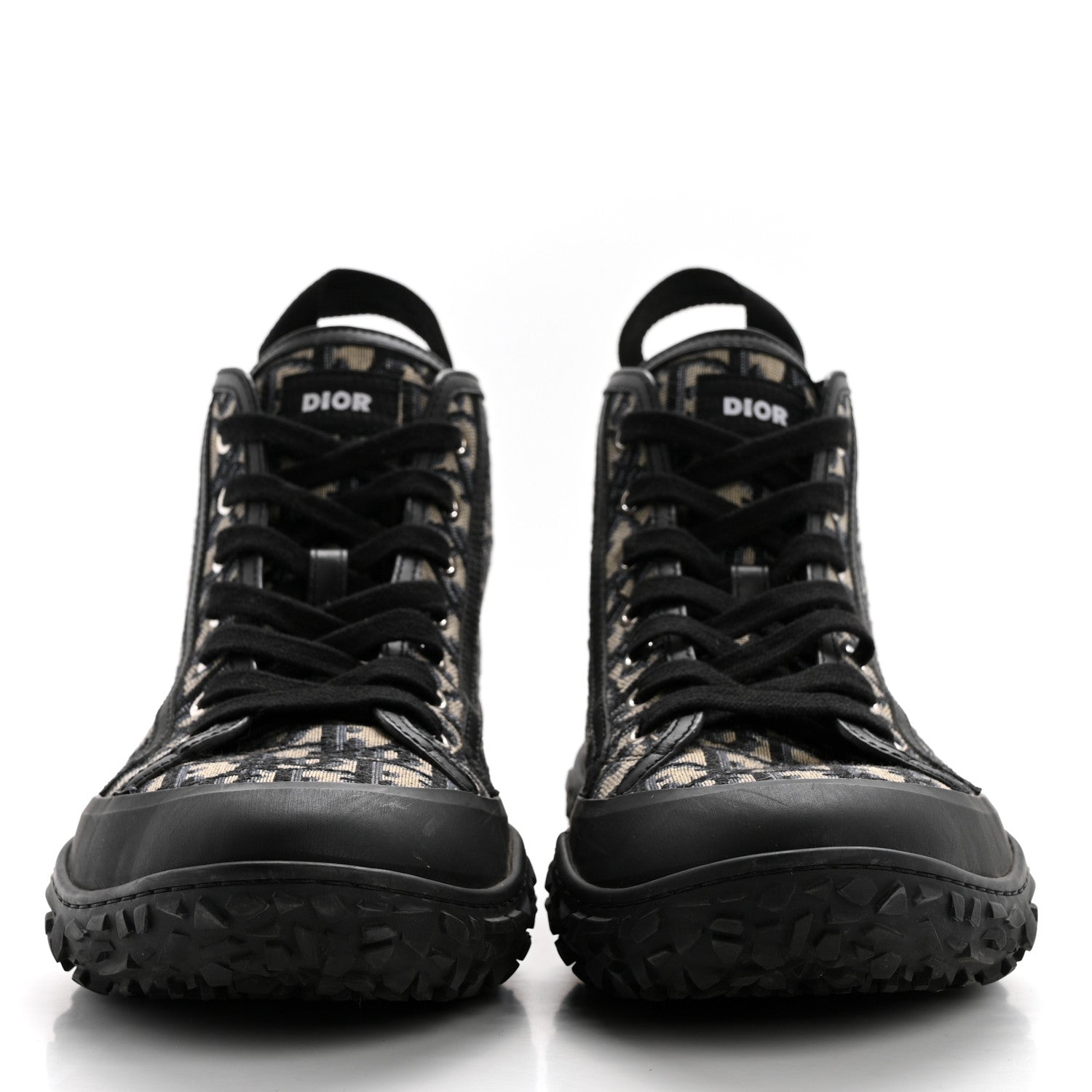 Christian Dior Jacquard Rubber Oblique Mens B28 High Top Sneakers 42 Black Blue 2 of 9