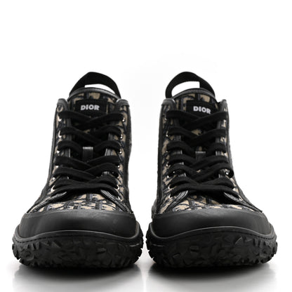 Christian Dior Jacquard Rubber Oblique Mens B28 High Top Sneakers 42 Black Blue 2 of 9