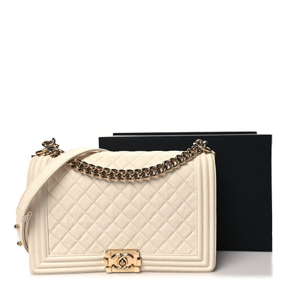 Chanel Caviar Quilted New Medium Boy Flap White 11 of 11