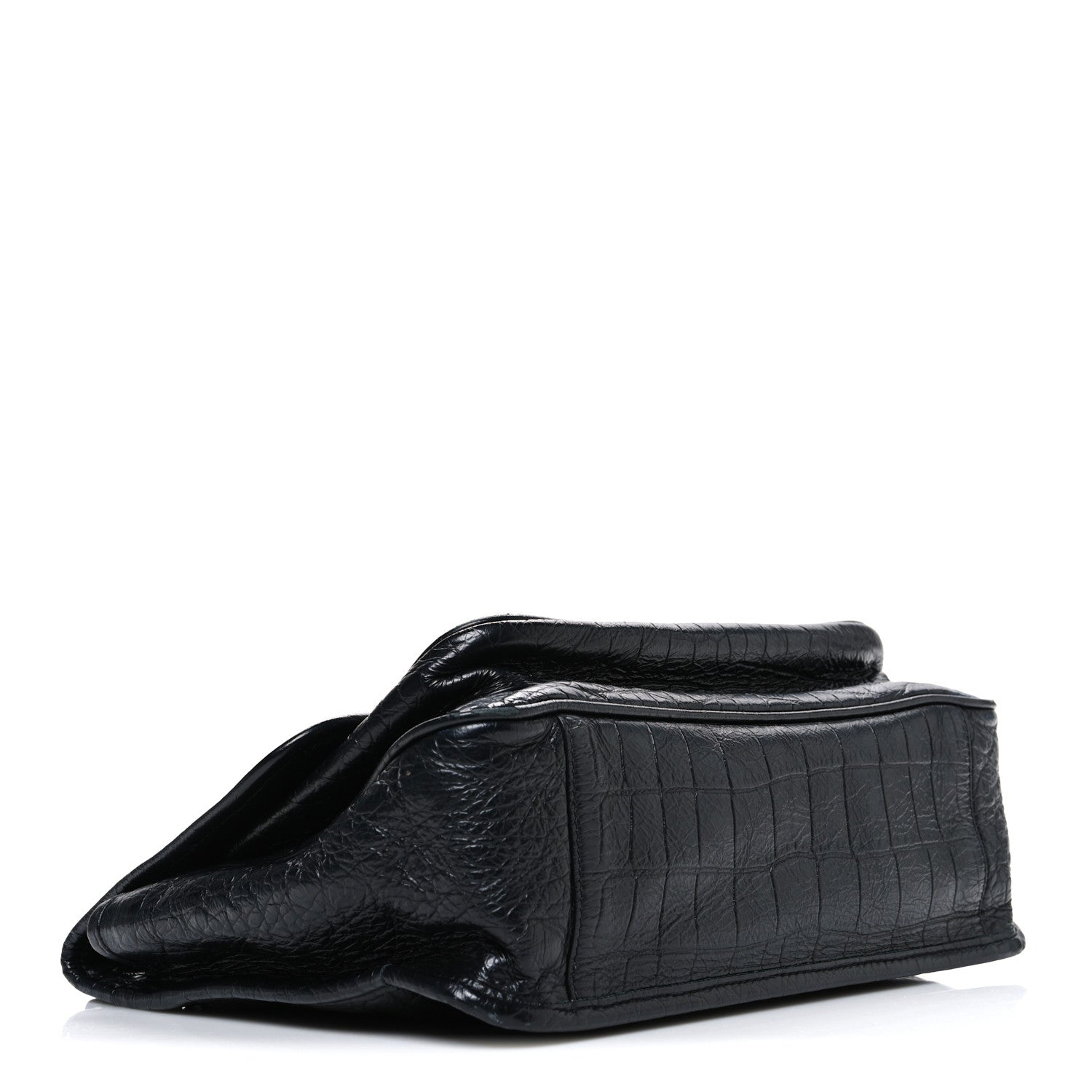 Saint Laurent Crocodile Embossed Lambskin Monogram Medium Niki Chain Satchel Black 4 of 11
