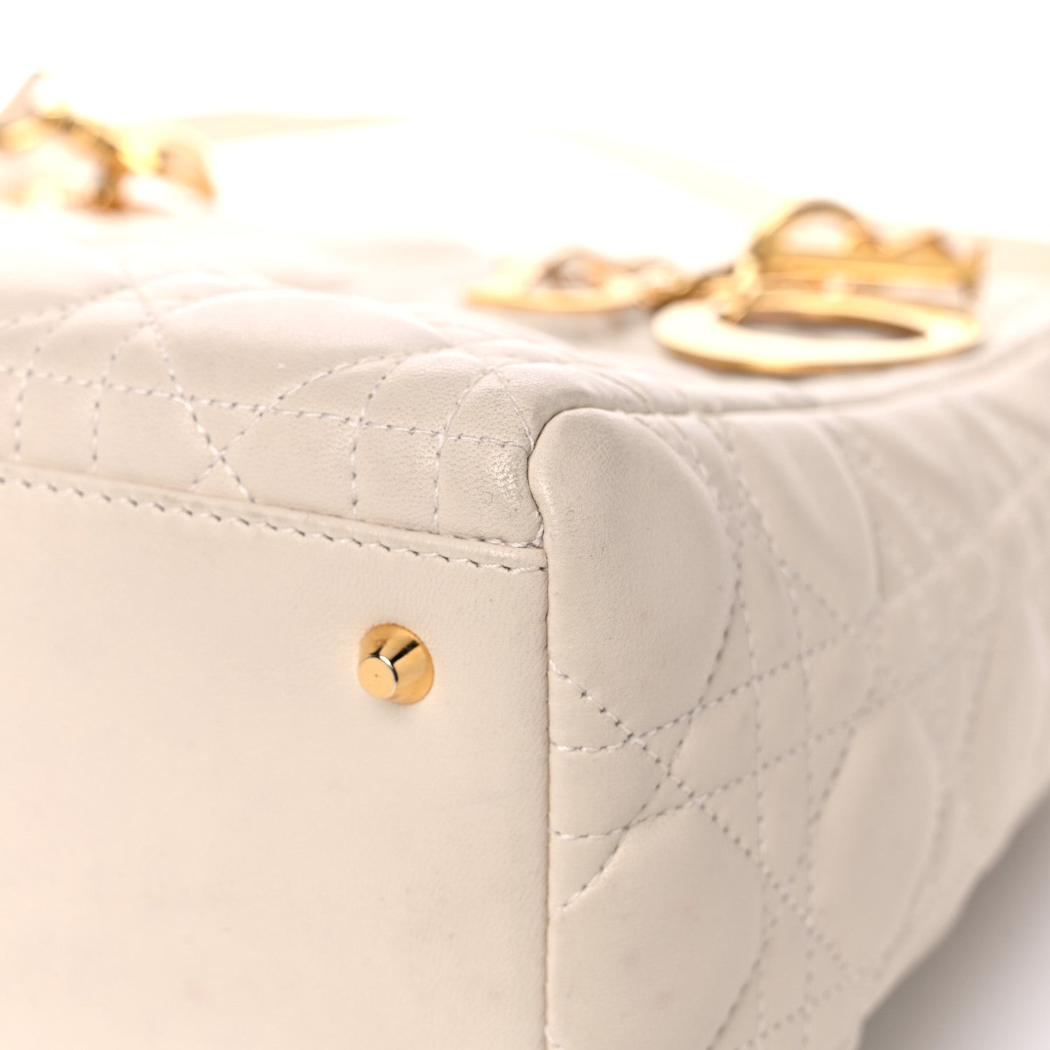 Christian Dior Lambskin Cannage Medium Lady Dior Light Beige 8 of 19