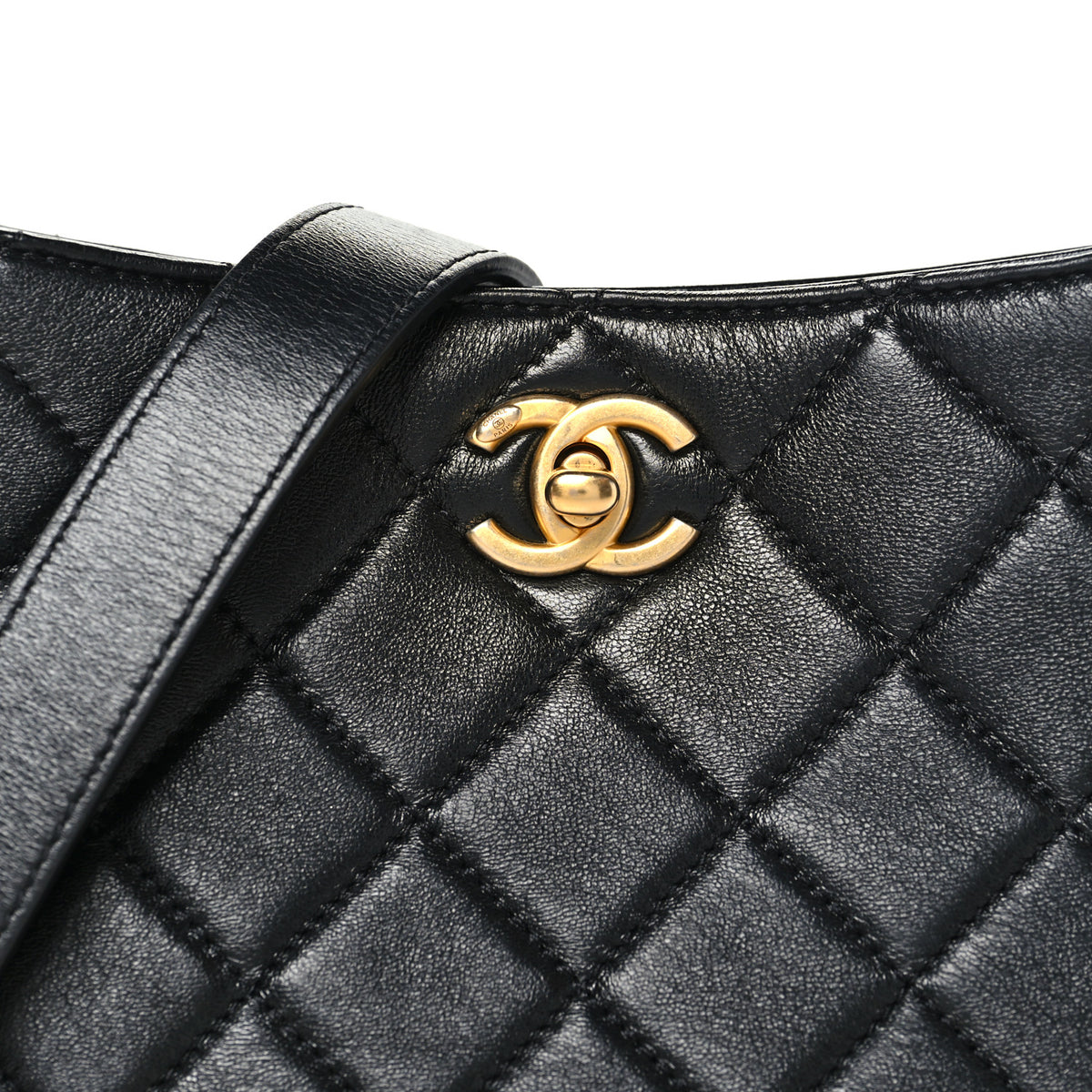 Chanel Shiny Lambskin Quilted CC Hobo Black 8 of 10