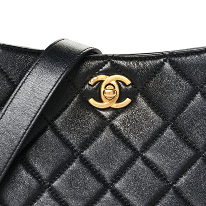 Chanel Shiny Lambskin Quilted CC Hobo Black 8 of 10