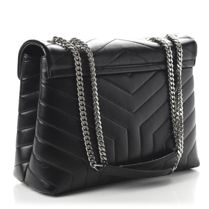Saint Laurent Calfskin Y Quilted Monogram Medium Loulou Chain Satchel Black 3 of 10