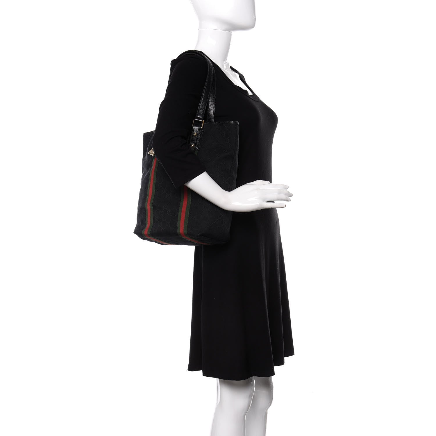 Gucci Monogram Web Jolicoeur Vertical Shopping Tote Black 2 of 11