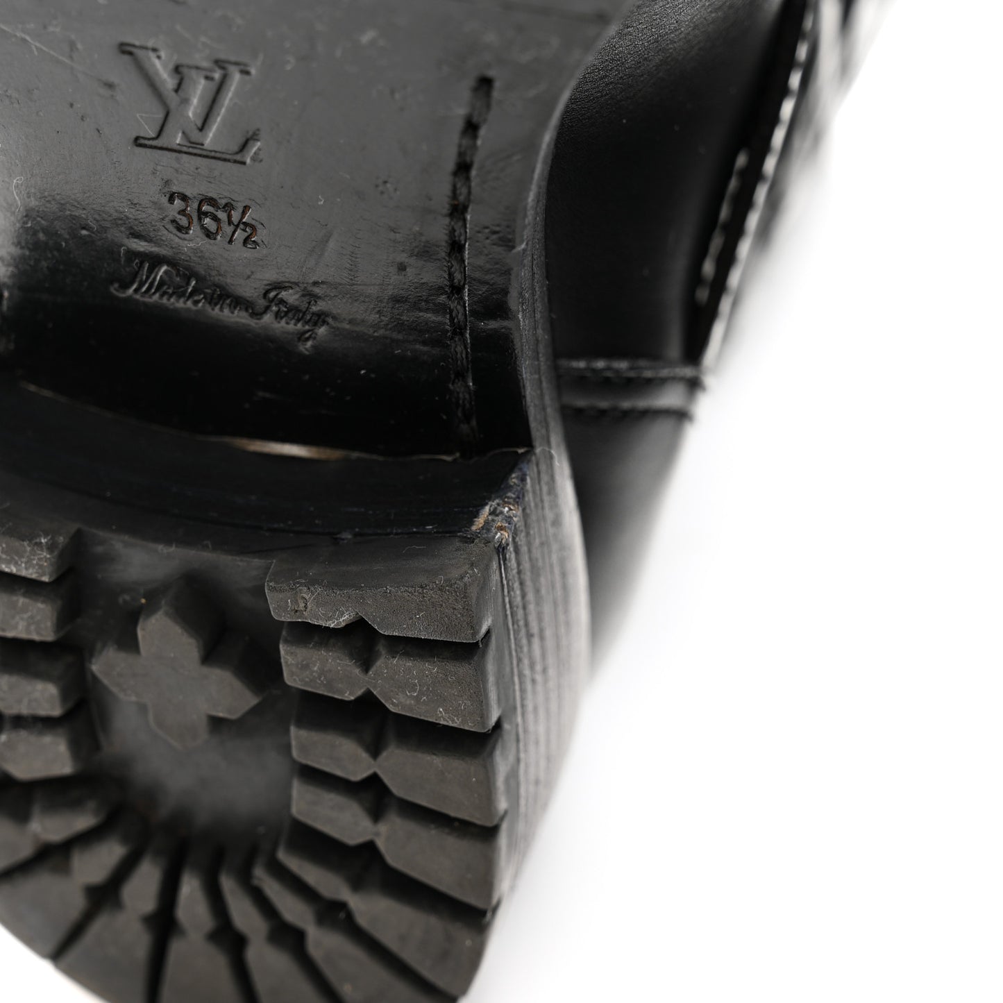 Calfskin Embossed Monogram Rebellion Half Boots 36.5 Black