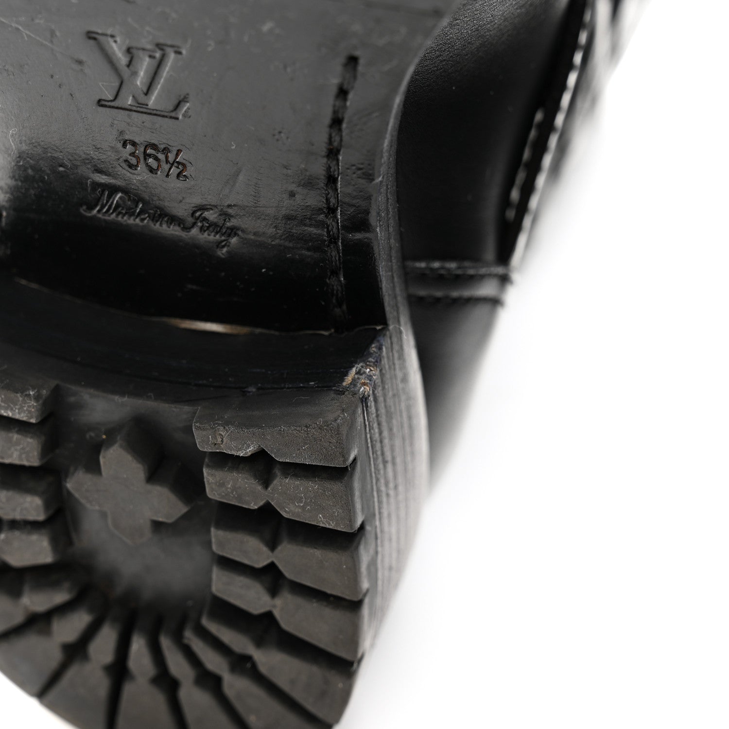 Louis Vuitton Calfskin Embossed Monogram Rebellion Half Boots 36.5 Black 9 of 11