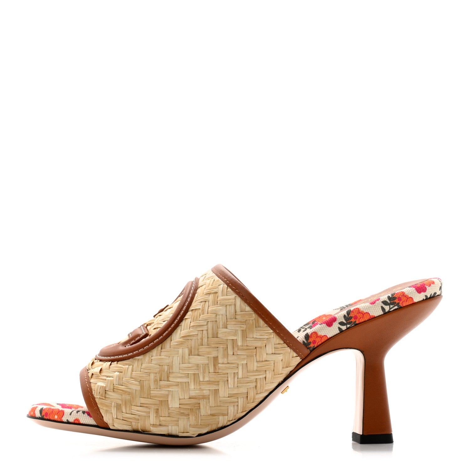 Gucci Raffia Malaga Kid Interlocking G Sandals 37 Palmi Naturale Harness Brown 1 of 9