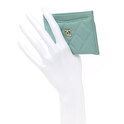 Chanel Caviar Quilted Card Holder Light Blue 2 of 9