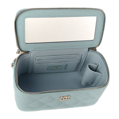 Chanel Caviar Quilted Small Tiny CC Vanity Case With Chain Light Blue 5 of 11
