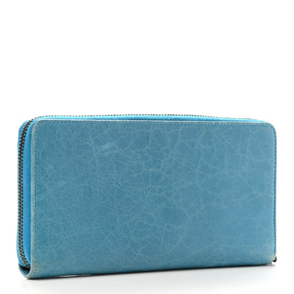 Balenciaga Agneau Giant 12 Hardware Continental Zip Around Wallet Blue Paon 3 of 10