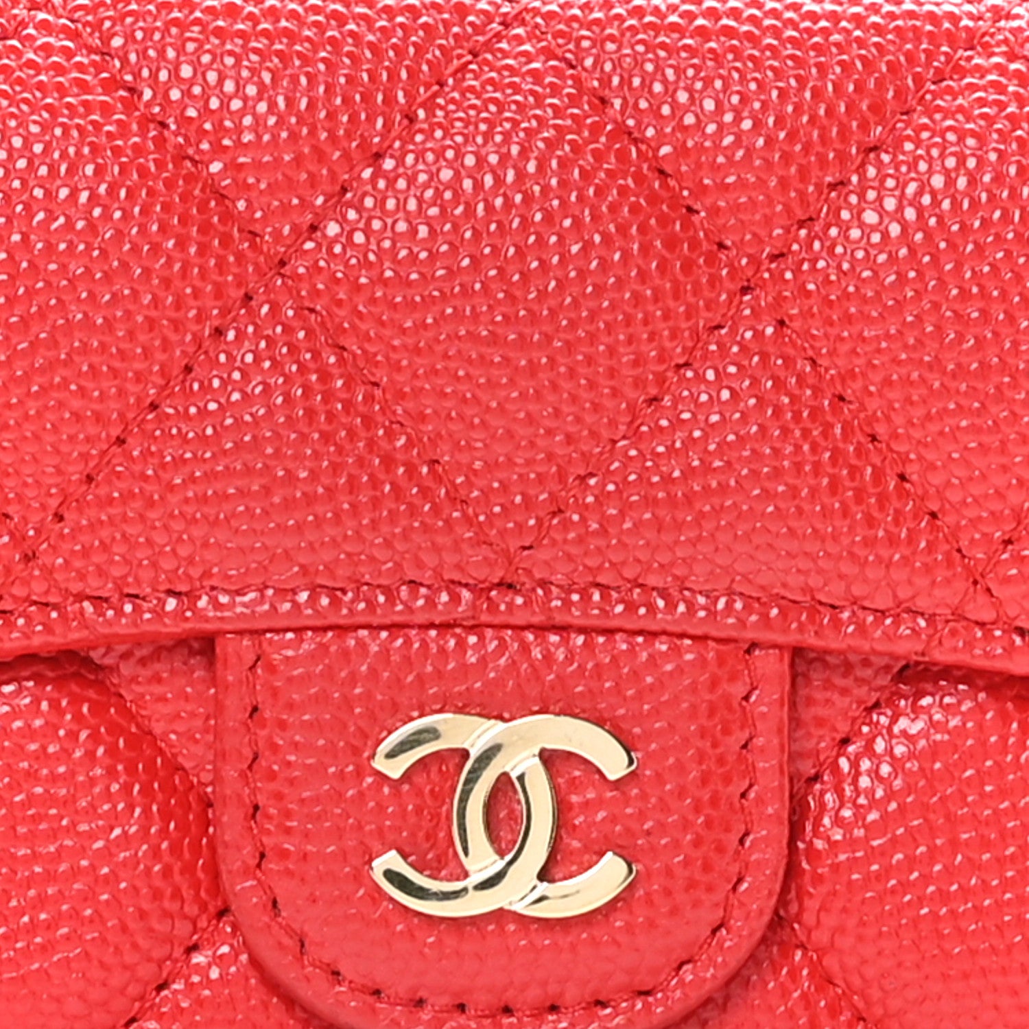 Chanel Caviar Quilted Flap Card Holder Wallet Red 8 of 9