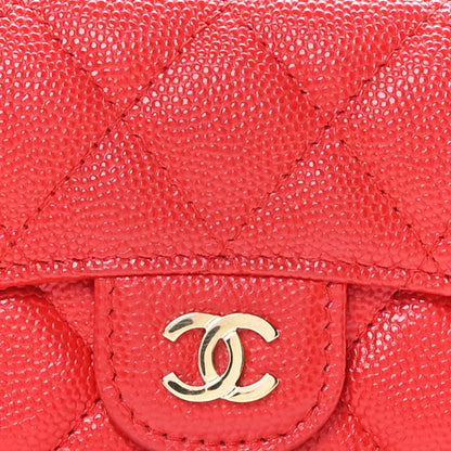 Chanel Caviar Quilted Flap Card Holder Wallet Red 8 of 9