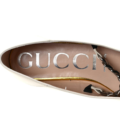 Gucci Nappa Lumiere Deva Horsebit Chain Embellished Flats 35.5 Dusty White 7 of 10