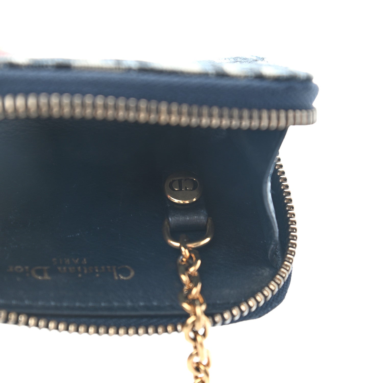Christian Dior Oblique Zip Coin Key Wallet Blue 5 of 7