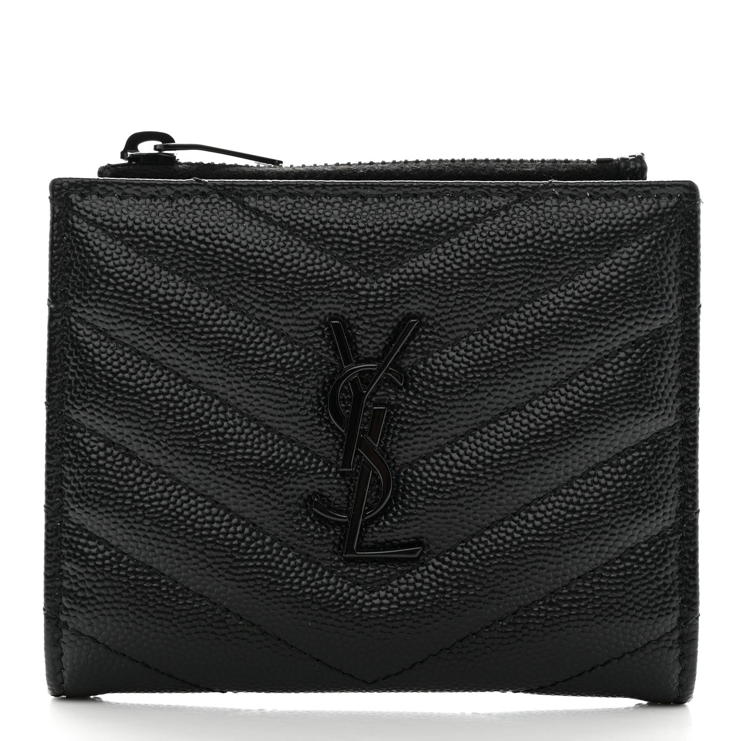 Grain De Poudre Matelasse Chevron Monogram Zipped Card Case Black