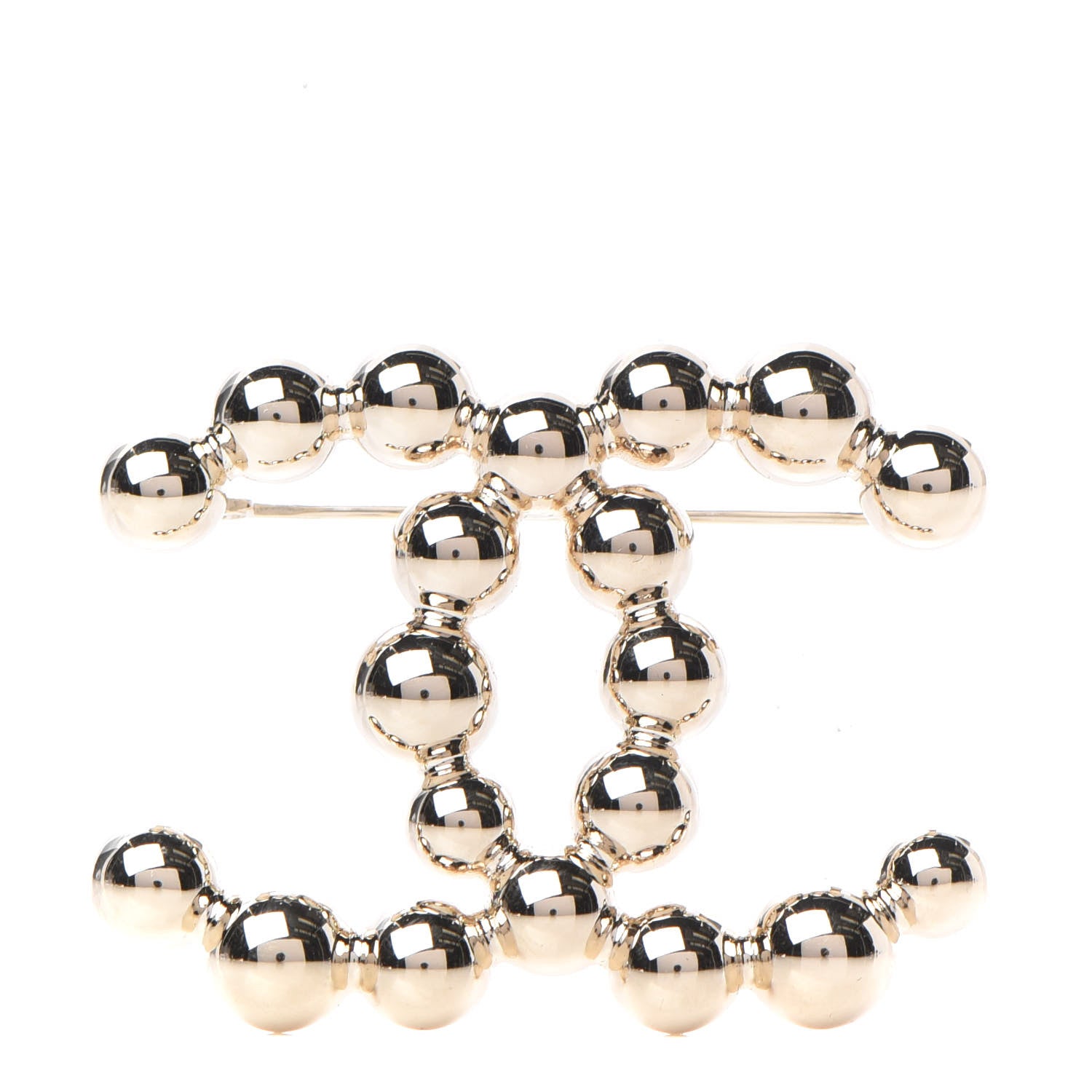 Chanel Metal Beaded CC Brooch Gold 1 of 4