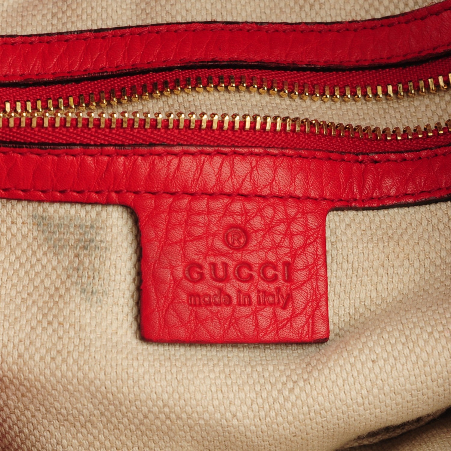 Gucci Pebbled Calfskin Medium Soho Shoulder Bag Red 6 of 7