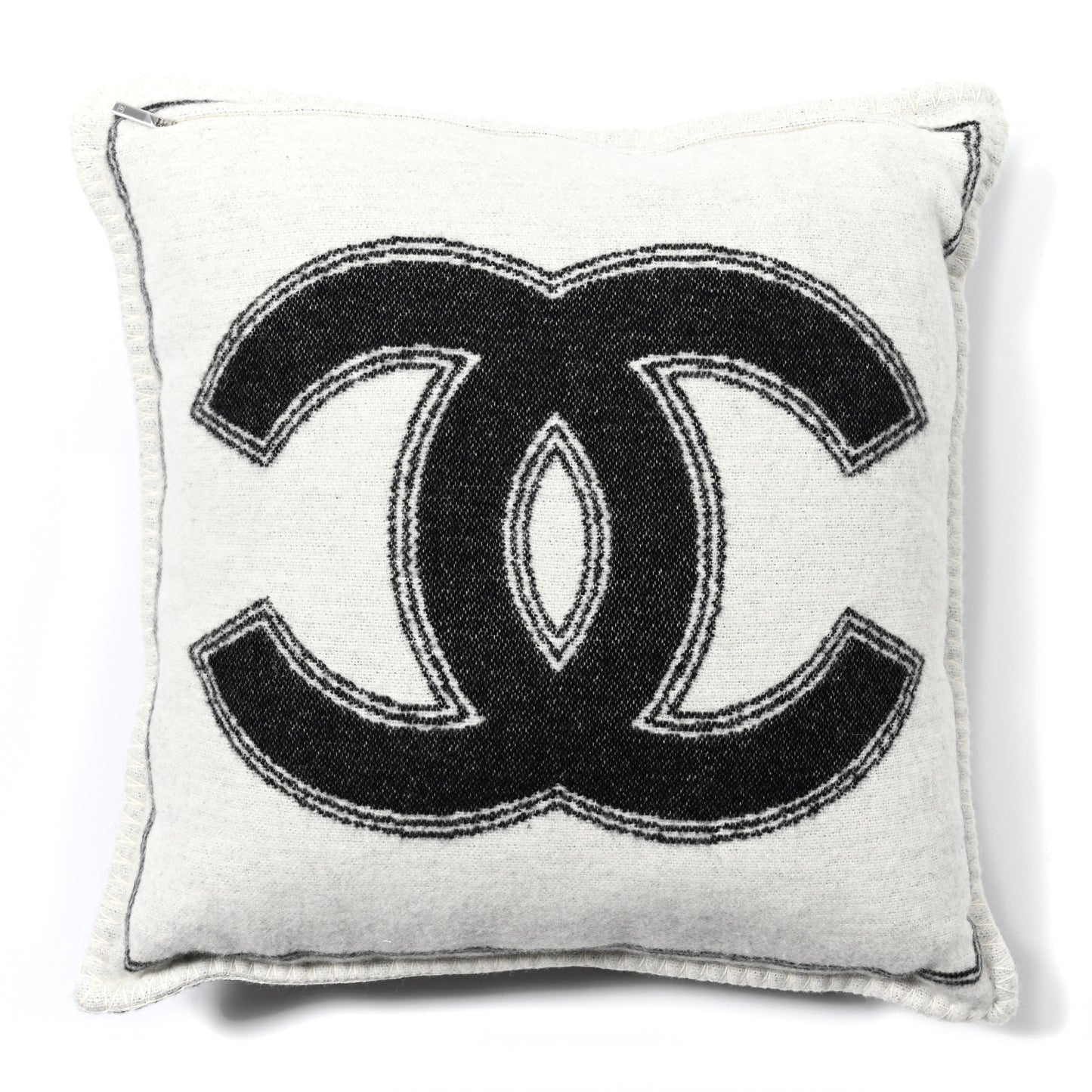 Merino Wool Cashmere CC Pillow Black White