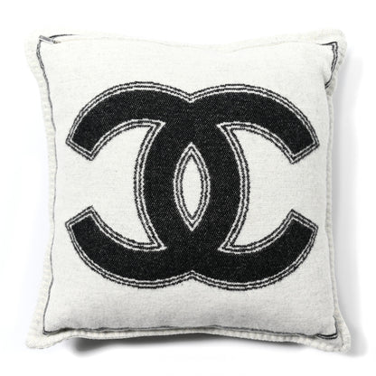 Chanel Merino Wool Cashmere CC Pillow Black White 2 of 3