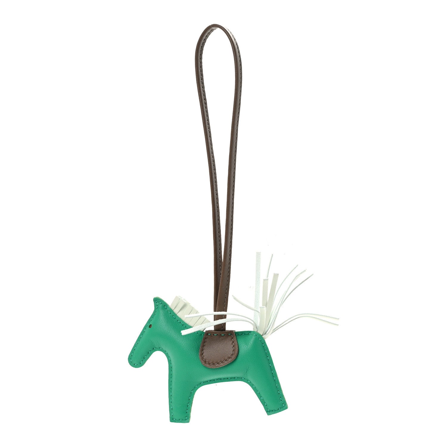 Hermes Milo Lambskin Grigri Rodeo Horse Bag Charm PM Menthe Vert Fizz Etoupe 1 of 5