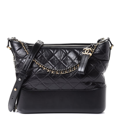 Chanel Aged Calfskin Quilted Medium Gabrielle Hobo Black 1 of 5