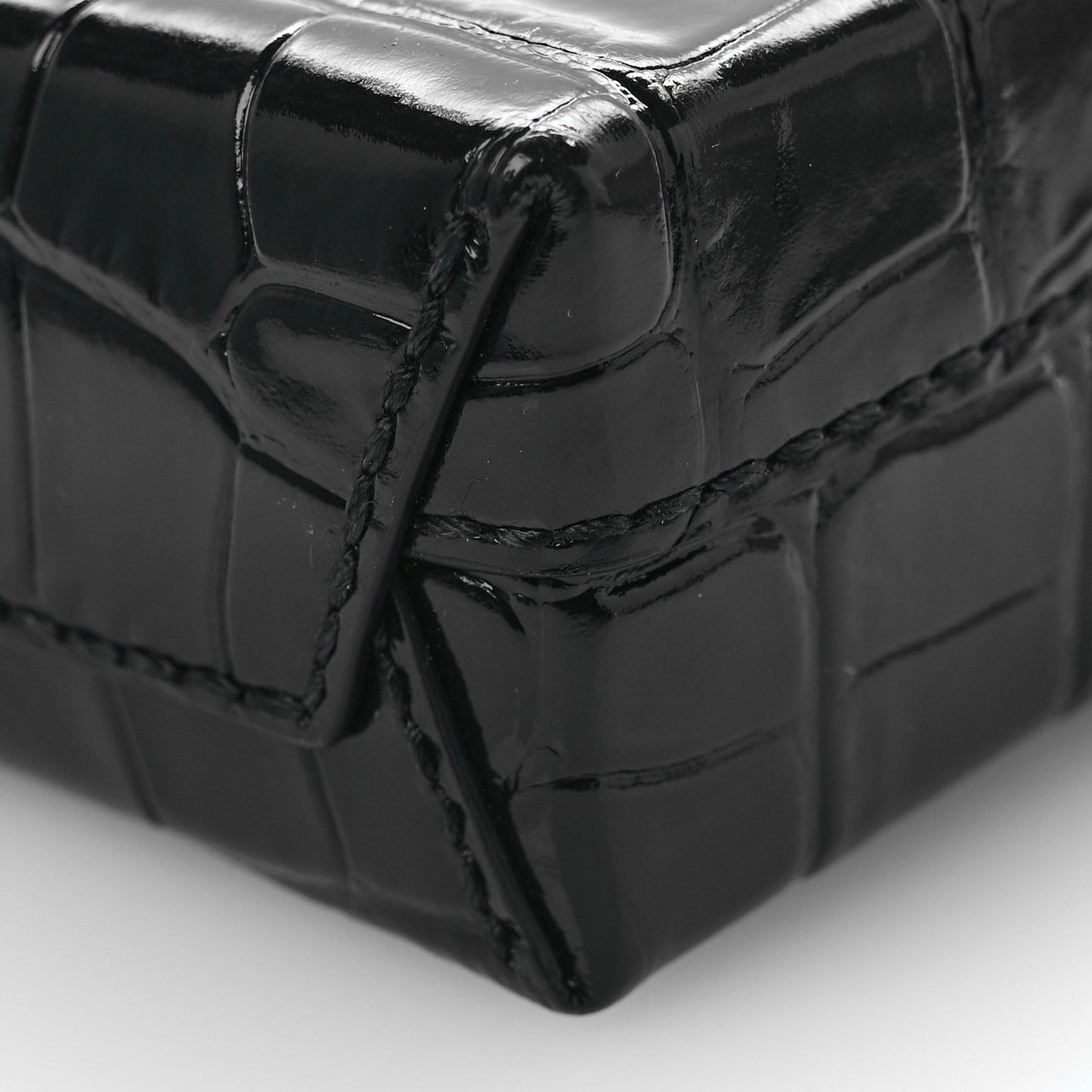 Calfskin Crocodile Embossed Logo Shopping Phone Holder Bag Black