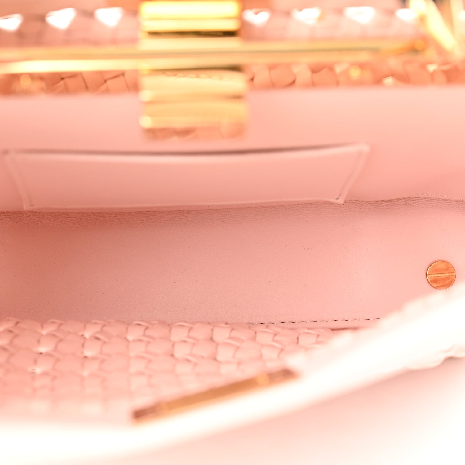 Fendi Nappa Woven Mini Peekaboo Iconic Satchel Rosa Confetto 6 of 11