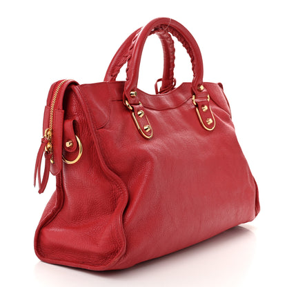 Balenciaga Chevre Gold Metallic Edge Hardware City Rouge Grenade 4 of 13