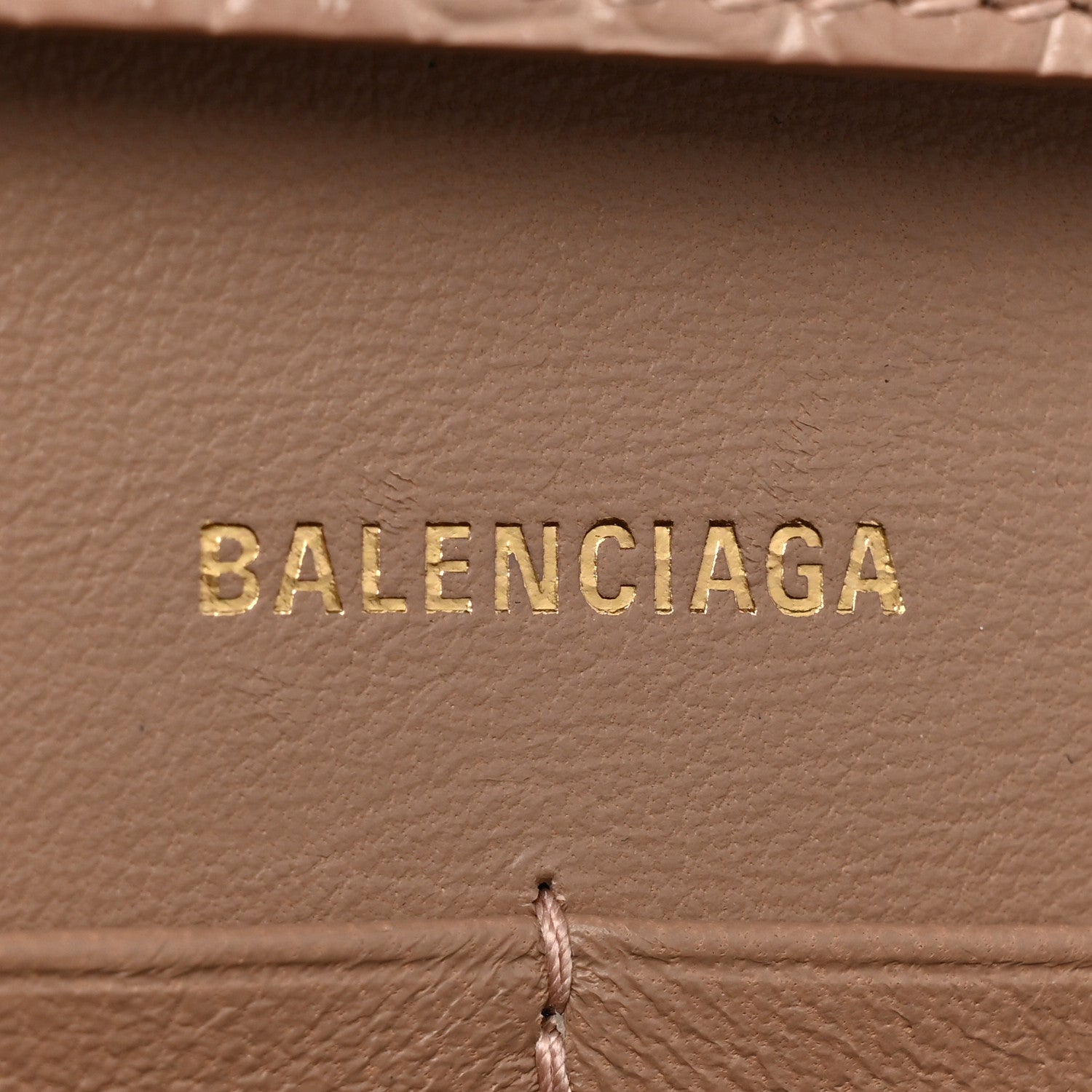 Balenciaga Shiny Calfskin Crocodile Embossed Hourglass Chain Bag Nude Beige 7 of 13