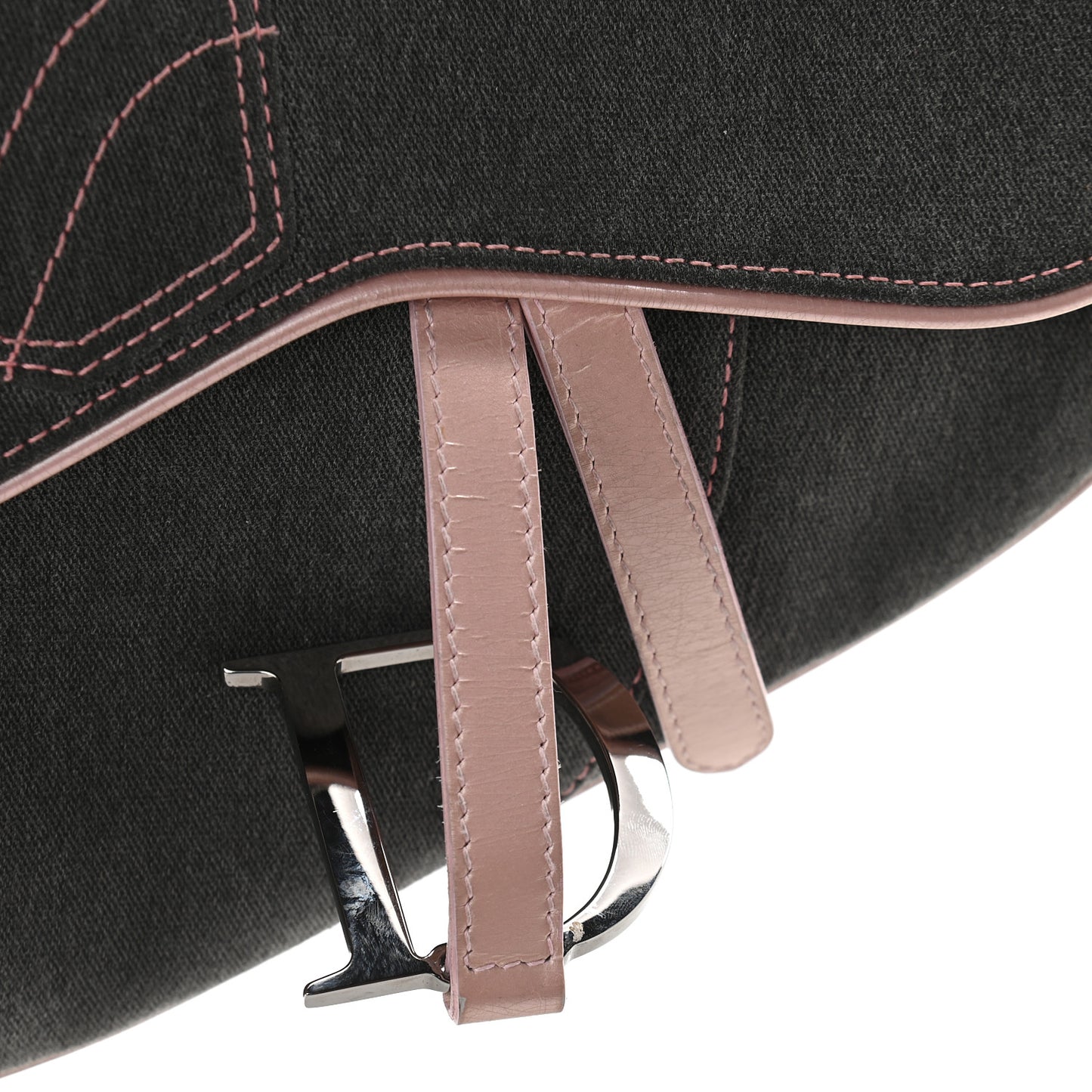 Patent Denim Jeans Saddle Bag Grey Pink