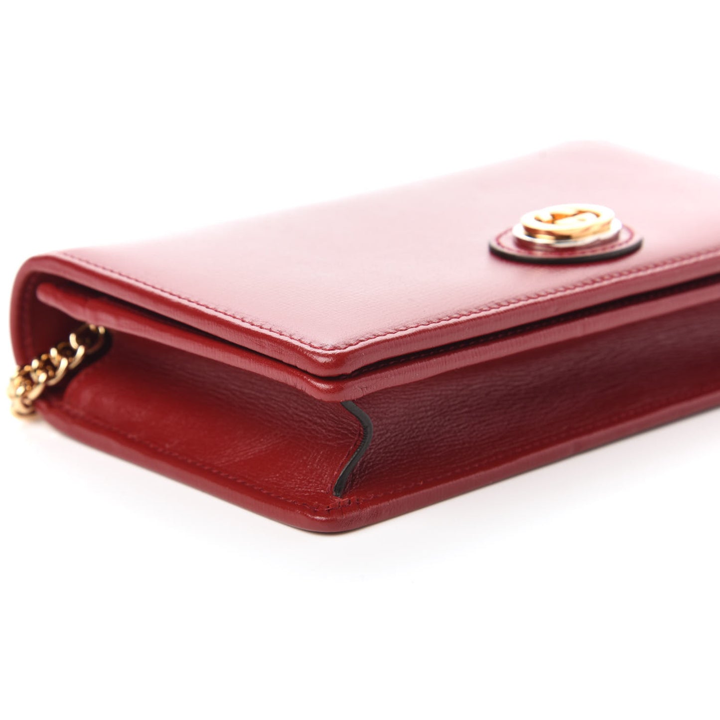 Azalea Calfskin Marina Chain Wallet New Cherry Red