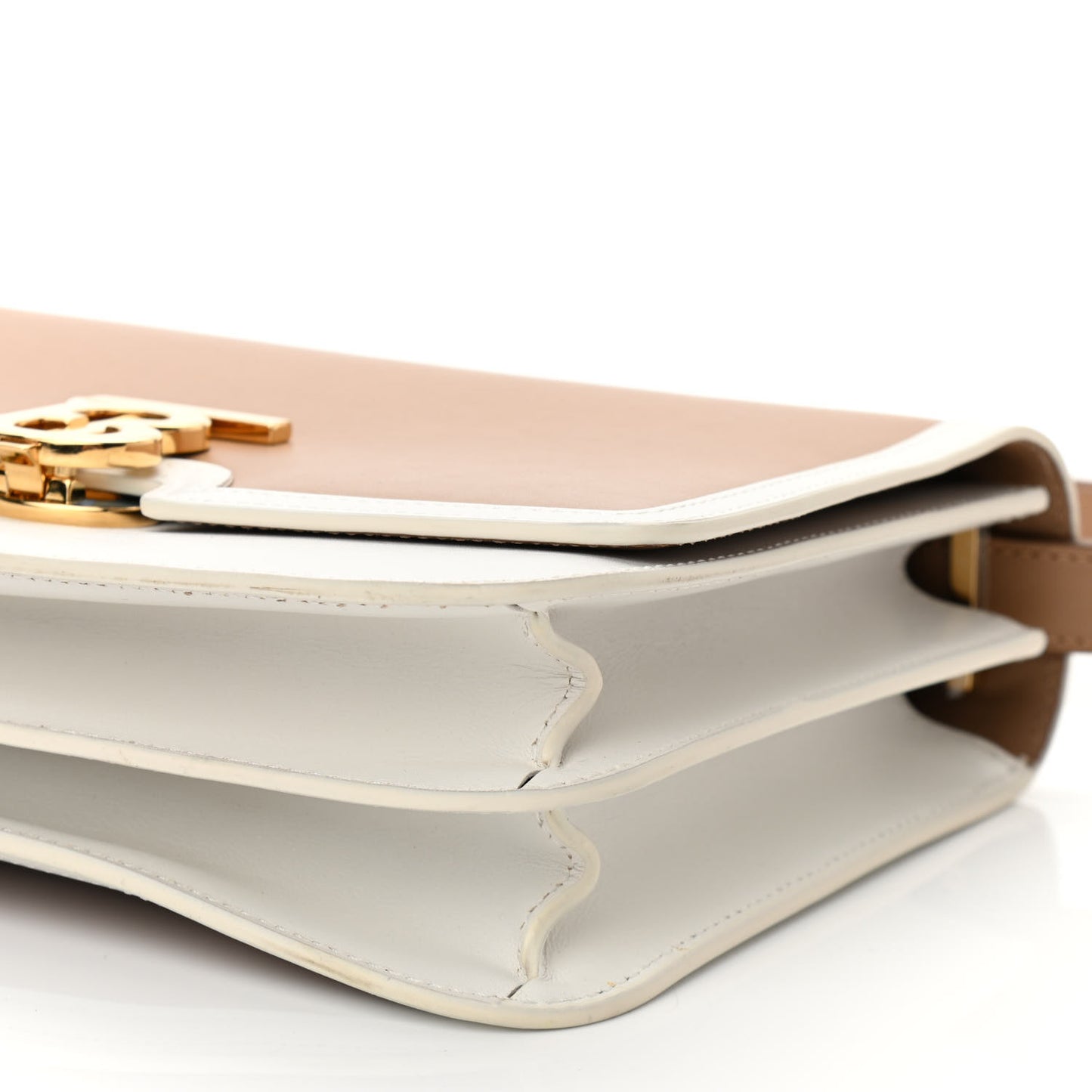 Calfskin Small TB Envelope Clutch Bag Chalk White Camel