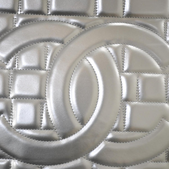 Vinyl Quilted Large Frozen Tote Silver