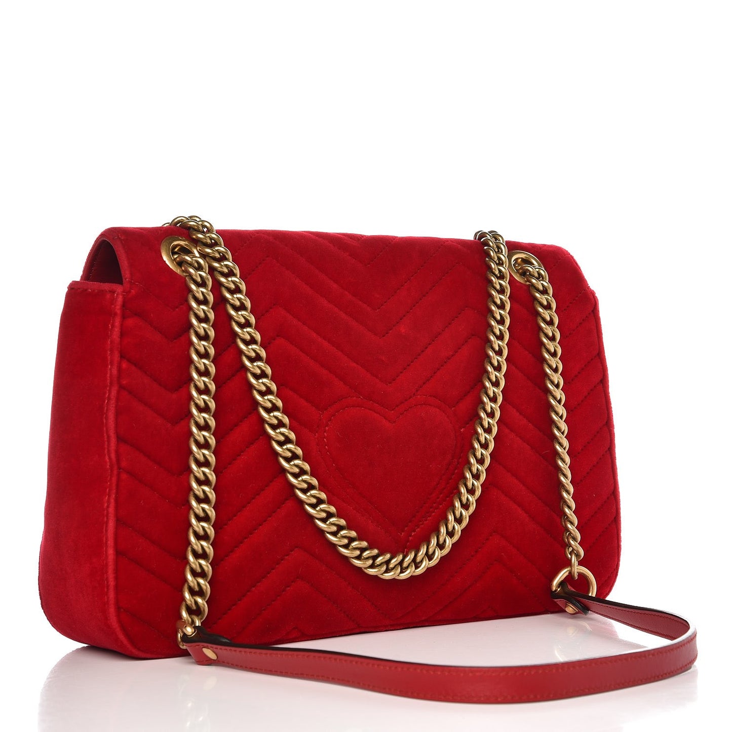 Velvet Matelasse Medium GG Marmont Shoulder Bag Hibiscus Red