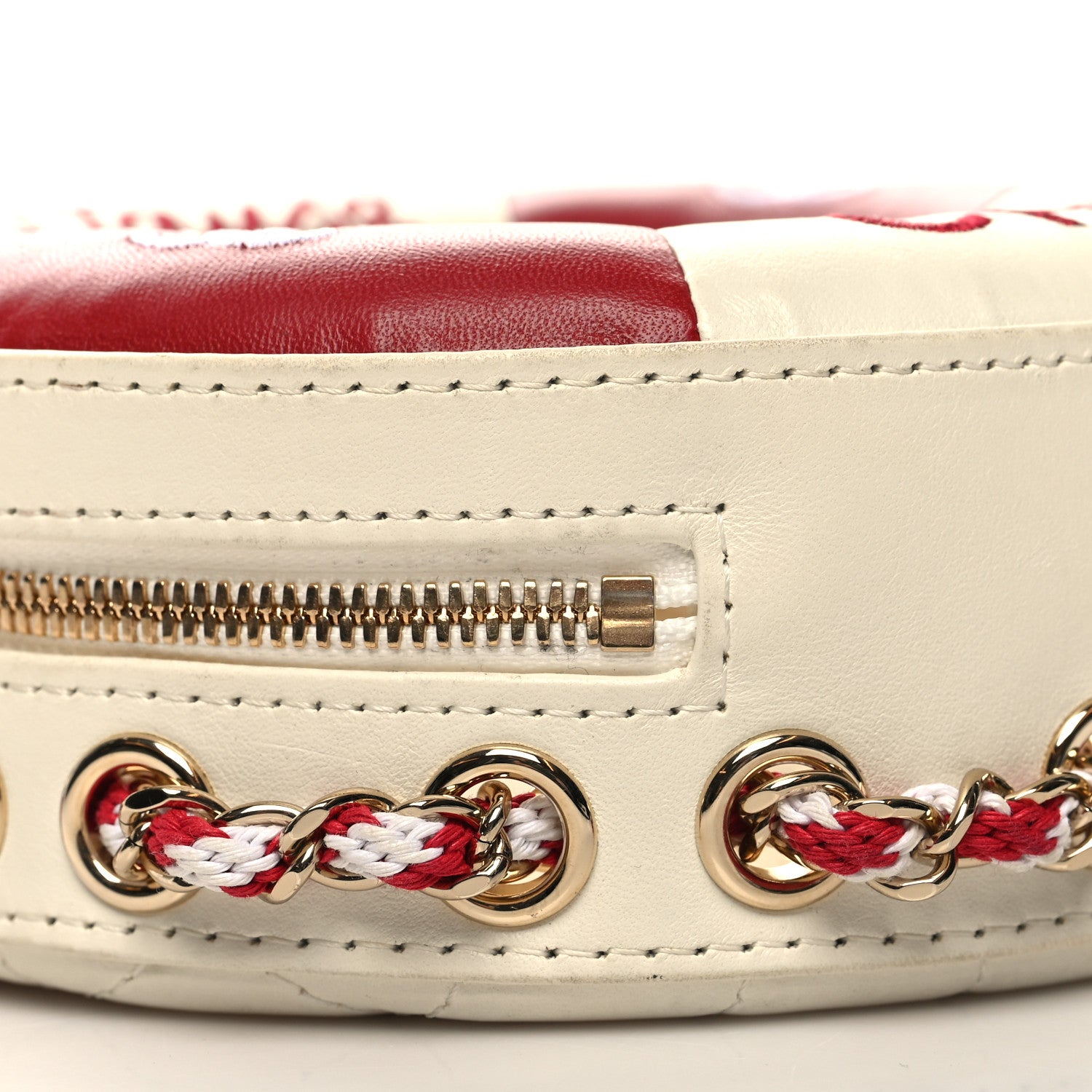 Chanel Lambskin Coco Lifesaver Round Bag Red White 9 of 13