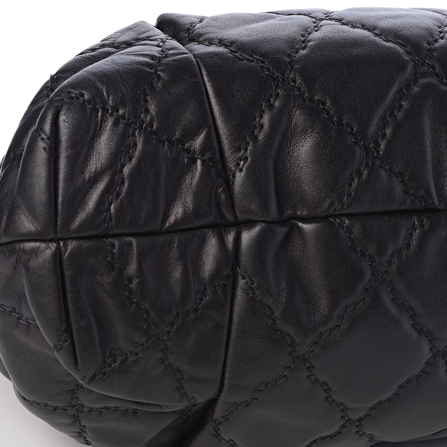 Chanel Calfskin Double Stitch Large Hamptons Shopping Tote Black 8 of 14