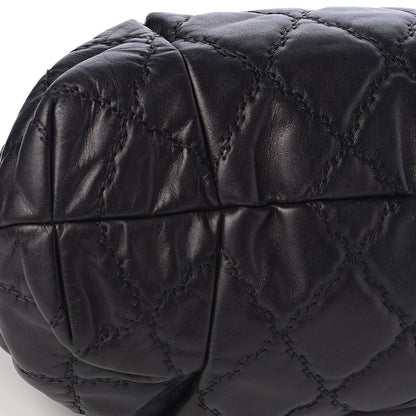 Chanel Calfskin Double Stitch Large Hamptons Shopping Tote Black 8 of 14