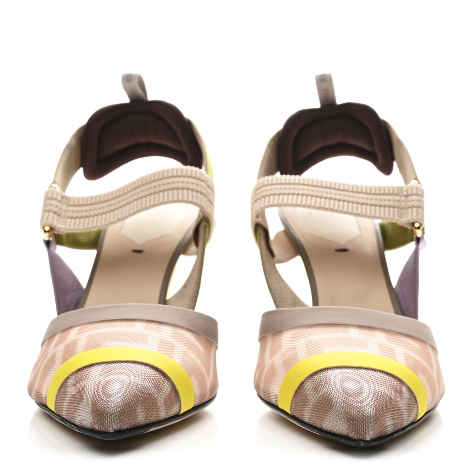 Fendi Mesh Vitello FF Colibri 100mm Slingback Pumps 39 Rose Multicoor 3 of 8
