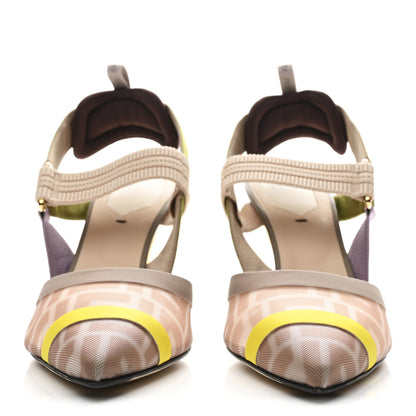 Fendi Mesh Vitello FF Colibri 100mm Slingback Pumps 39 Rose Multicoor 3 of 8