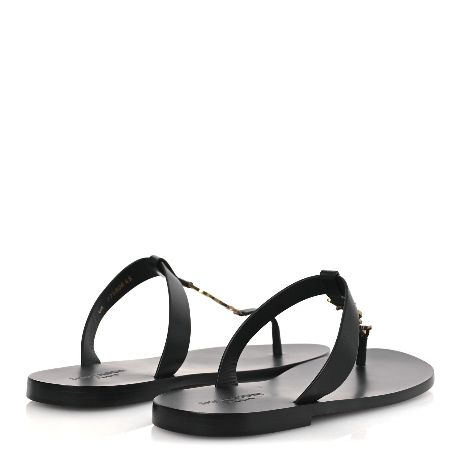 Saint Laurent Calfskin Mens Cassandra Monogram Sandals 45 Black 5 of 11