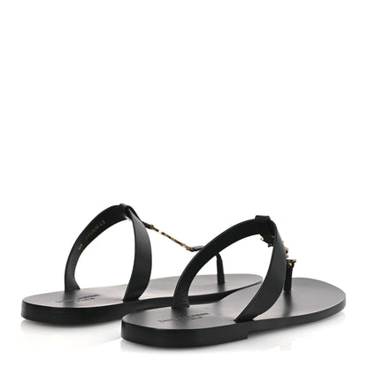 Saint Laurent Calfskin Mens Cassandra Monogram Sandals 45 Black 5 of 11