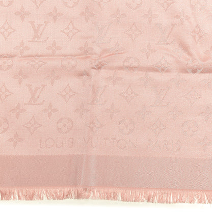 Louis Vuitton Silk Lurex Wool Monogram Shine Shawl Rose Velours 2 of 3