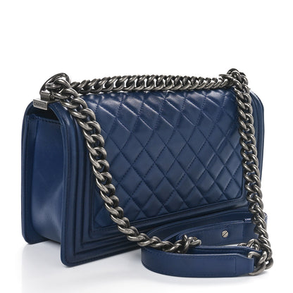 Chanel Lambskin Quilted Medium Boy Flap Dark Navy 2 of 10