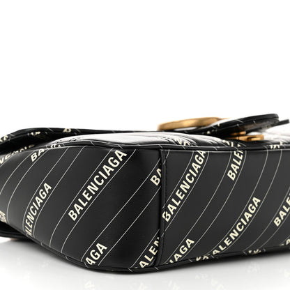 Gucci X BALENCIAGA Calfskin Matelasse Logo Print Small GG Marmont Shoulder Bag Black 9 of 10