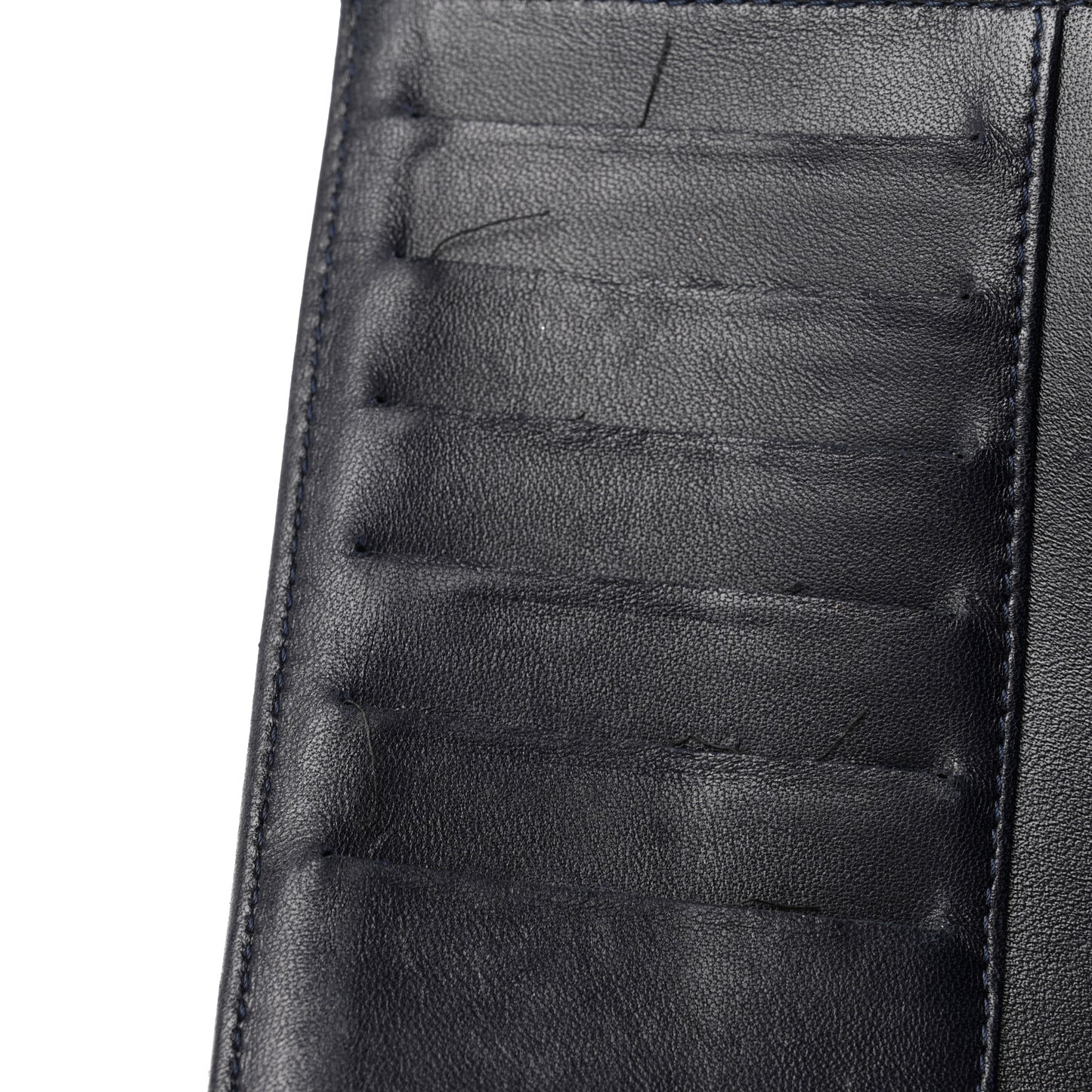 Lambskin Quilted Large Flap Wallet Navy