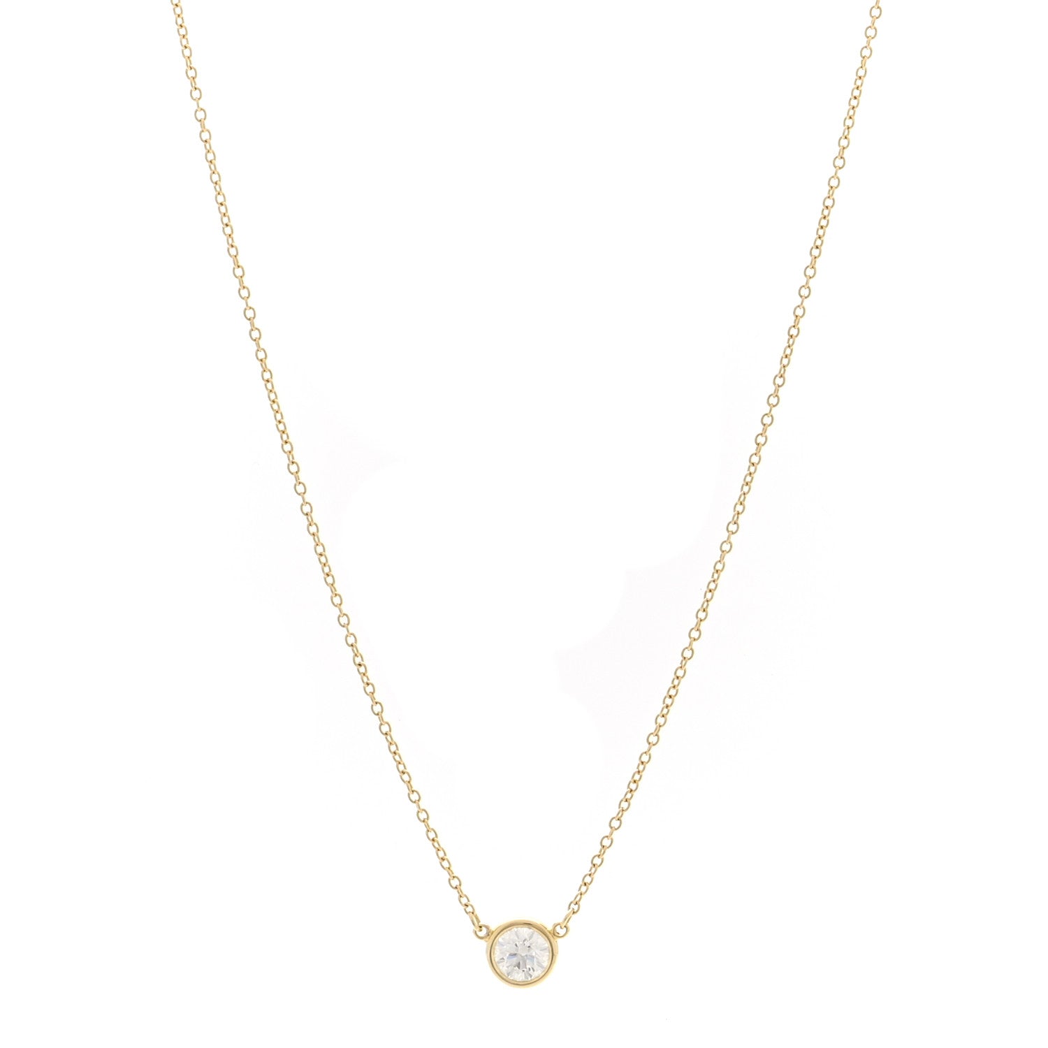 Tiffany 18K Yellow Gold Diamond .41ct Elsa Peretti Diamonds by the Yard Pendant Necklace 1 of 5